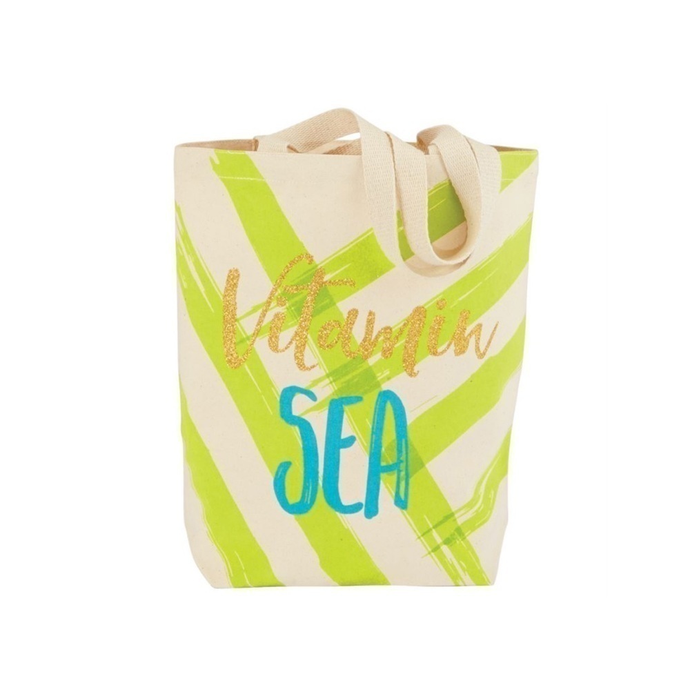 Mud Pie Vitamin Sea Canvas Tote Beach Bag for travel NEW